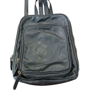 MARGOT Genuine Leather Black Backpack Leather Straps purse bag Zip Minimalist